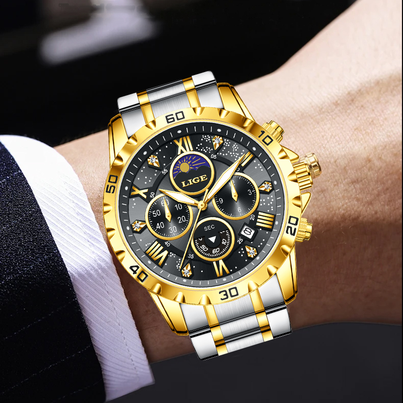 Luxury Quartz Watch Brands - LIGE Jam Tangan Pria Kuarsa Bermerek