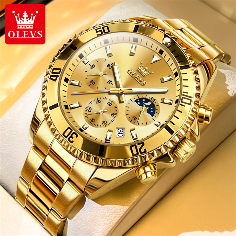 Luxury Watch Manufacturers - OLEVS jam tangan kuarsa emas pria,