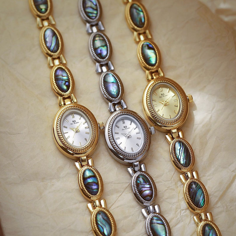 Luxury Watch Gold And Black - Jam Tangan Gelang Pola Cangkang Abalon