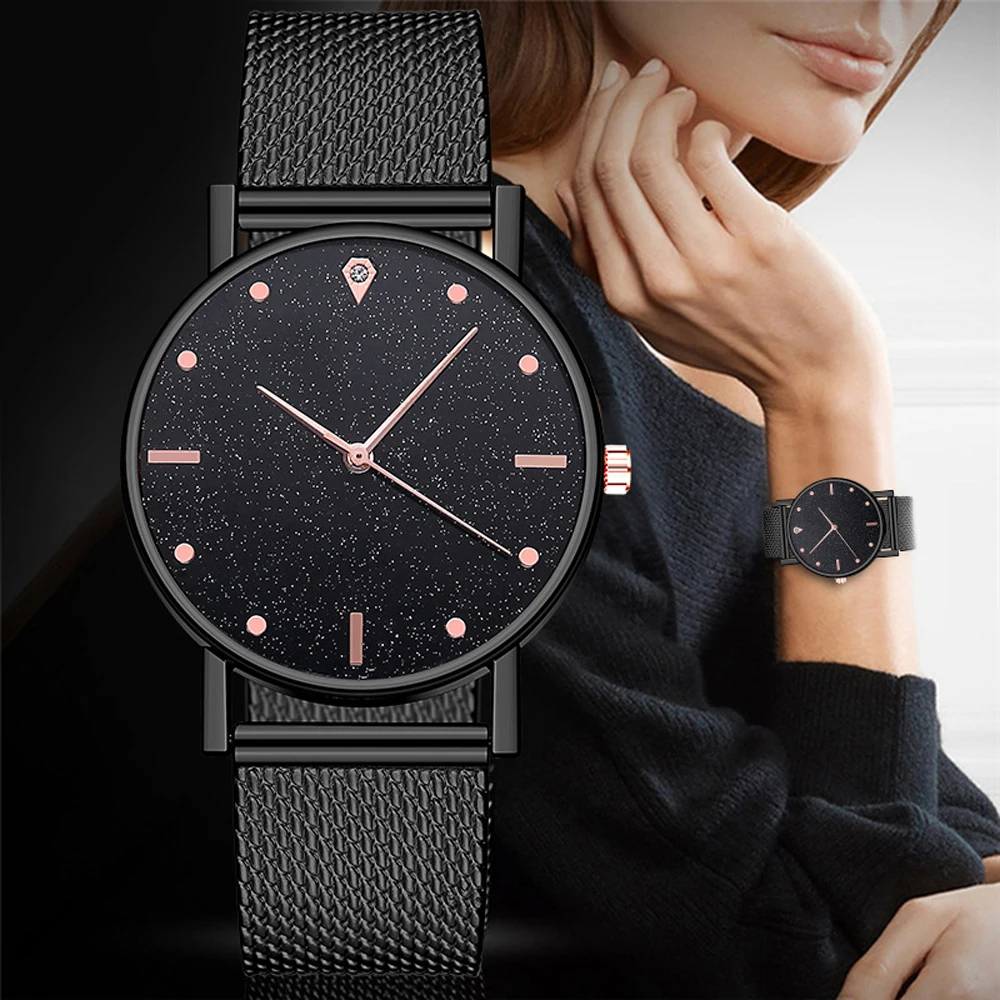 Luxury Watch Gold And Black - Jam Tangan Wanita Tali Silikon Sederhana