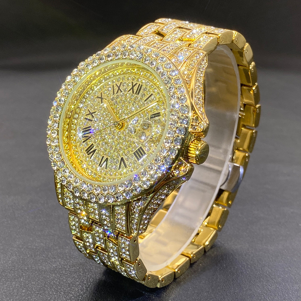 Luxury Watch Gold And Black - Jam Tangan Pria Besar Warna Emas