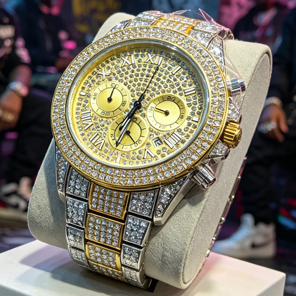 Jam Tangan Quartz Hip Hop Iced - Luxury Watch And Jewelry Brand ulasan dan harga