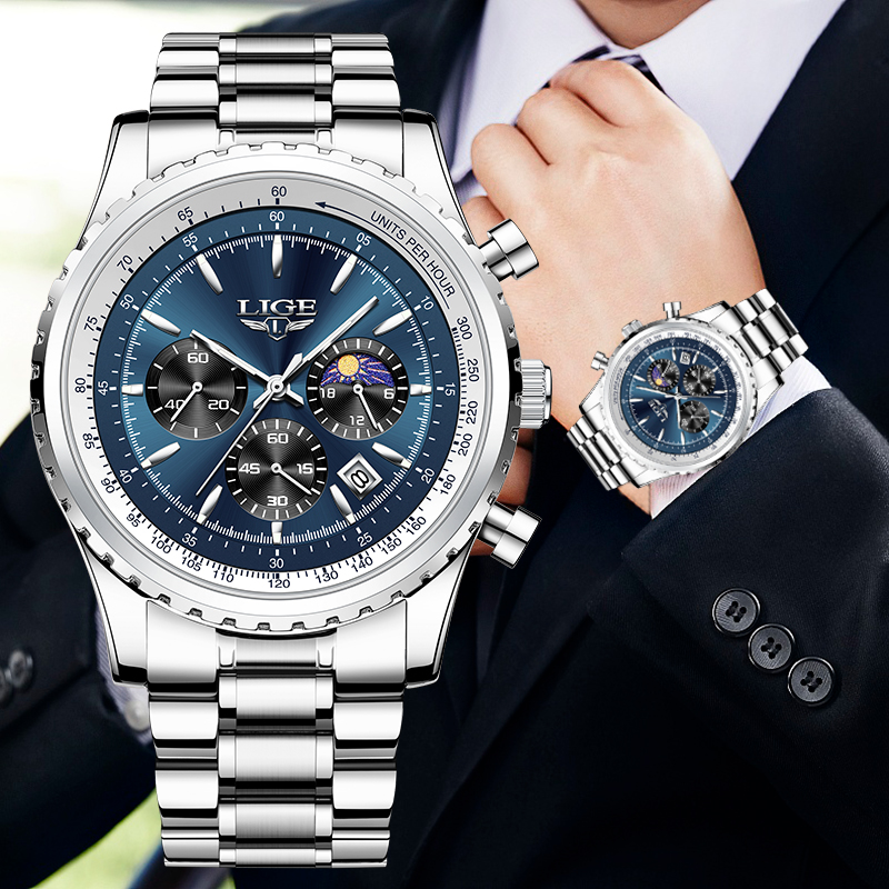 LIGE jam tangan Quartz pria, a - Luxury Watch Manufacturers ulasan dan harga