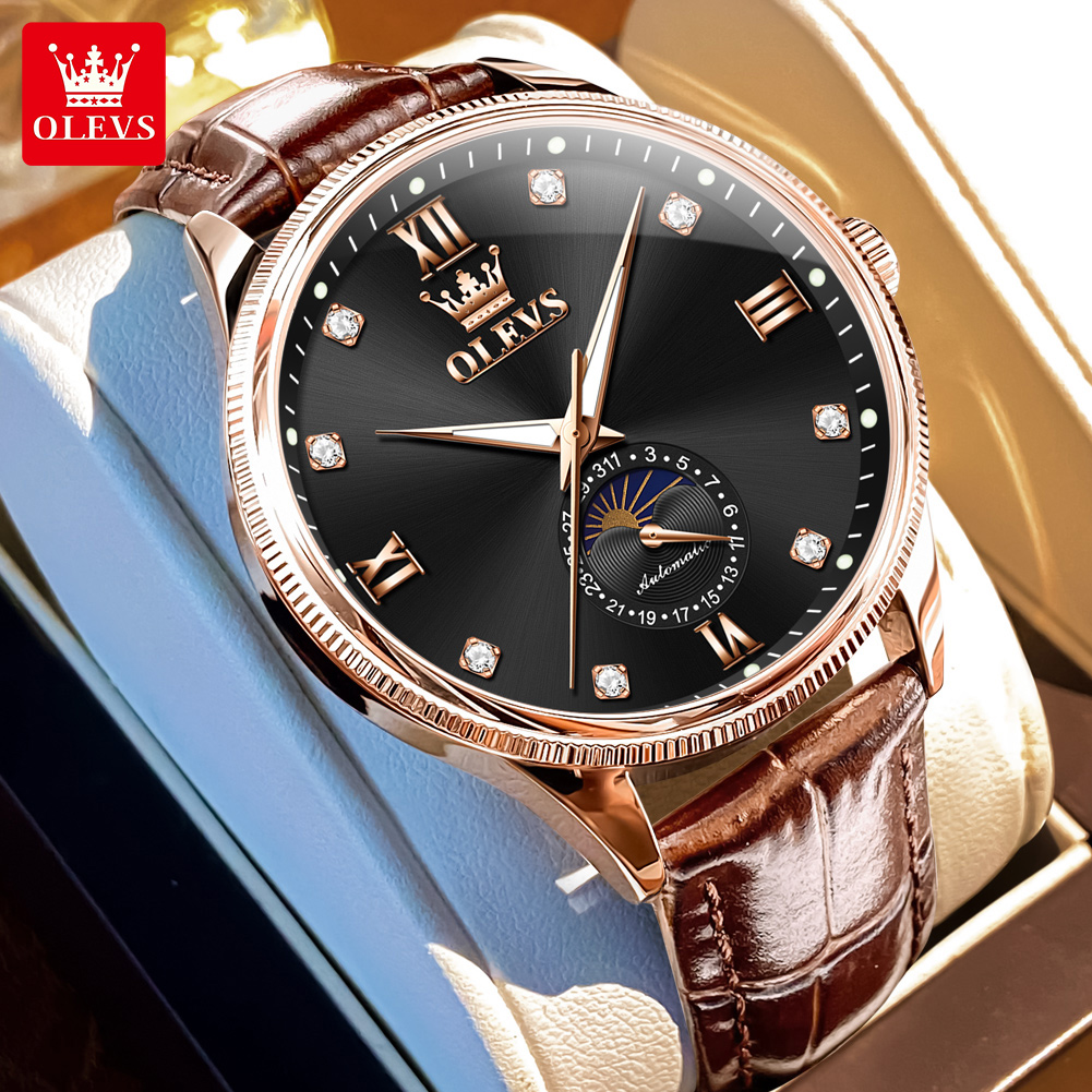 OLEVS Jam Tangan Pria Otomatis - Luxury Watch Gold And Black ulasan dan harga