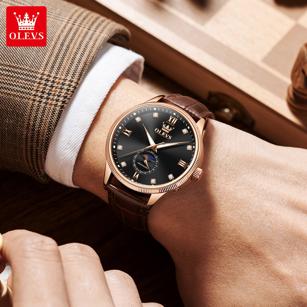 OLEVS Jam Tangan Pria Otomatis - Luxury Watch Gold And Black ulasan dan harga