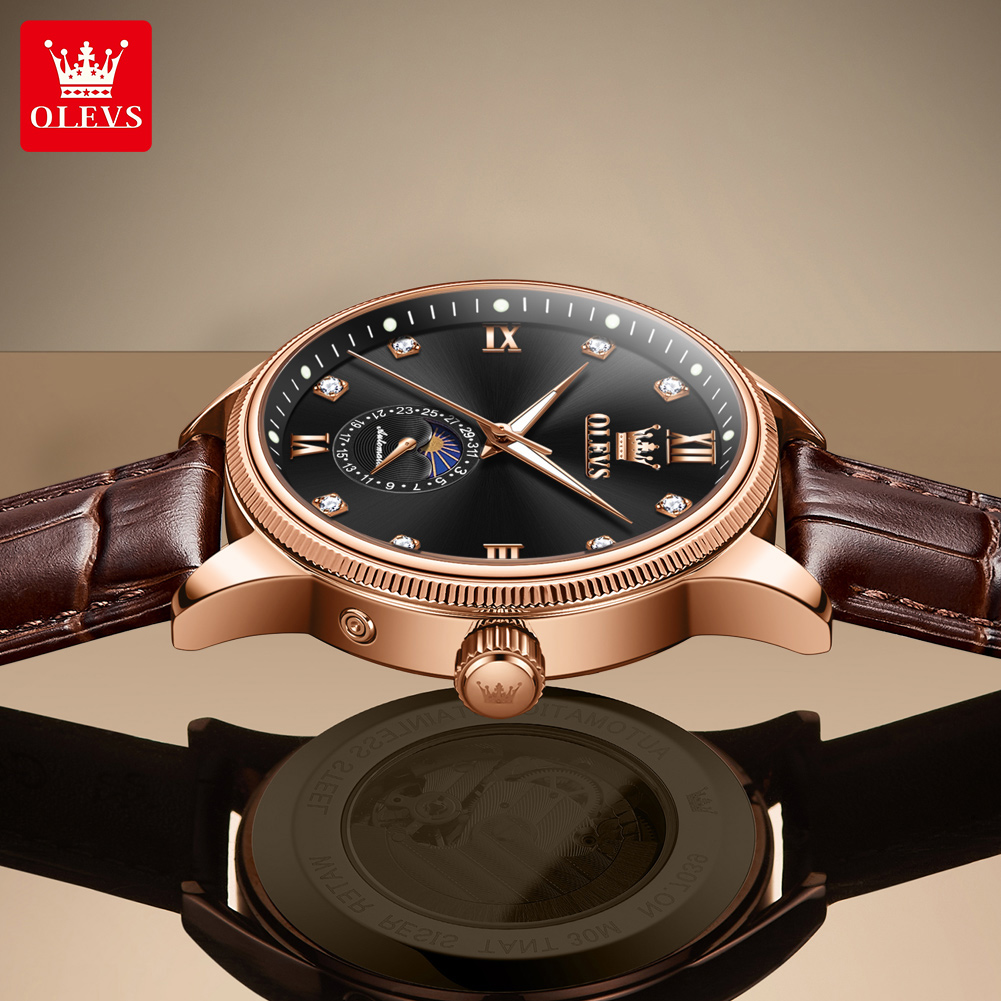 OLEVS Jam Tangan Pria Otomatis - Luxury Watch Gold And Black ulasan dan harga