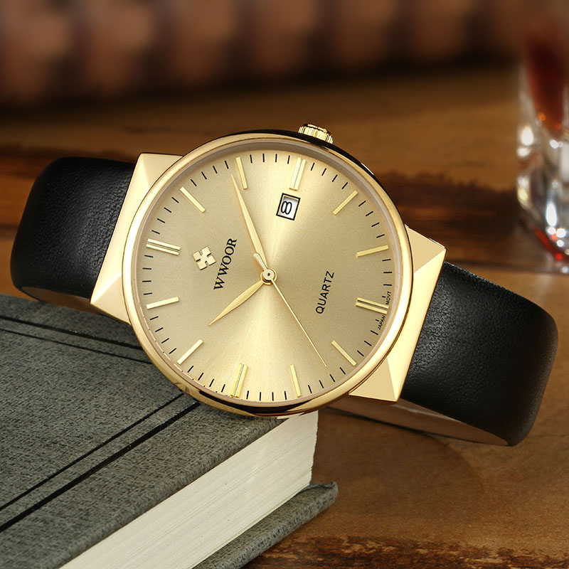 WWOOR Jam Tangan Pria Jam Tang - Luxury Watch Gold And Black ulasan dan harga