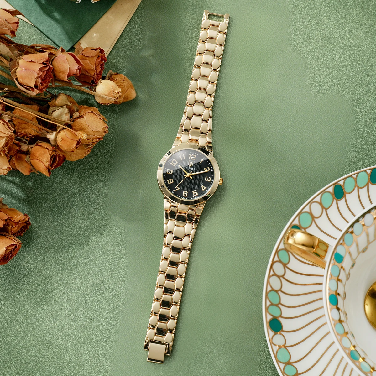 Jam Tangan Wanita Warna Emas M - Luxury Watch Gold And Black ulasan dan harga