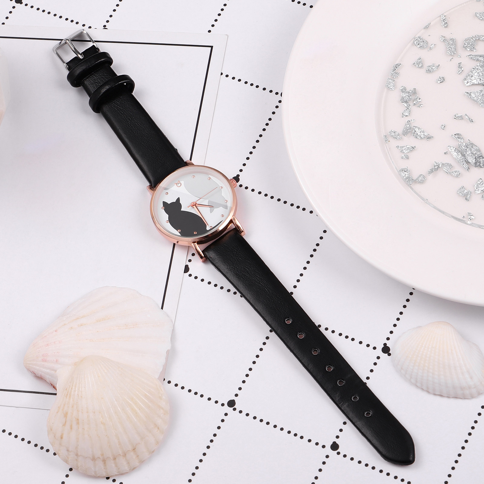 Jam Tangan Anak Motif Kucing K - Luxury Watch Gold And Black ulasan dan harga