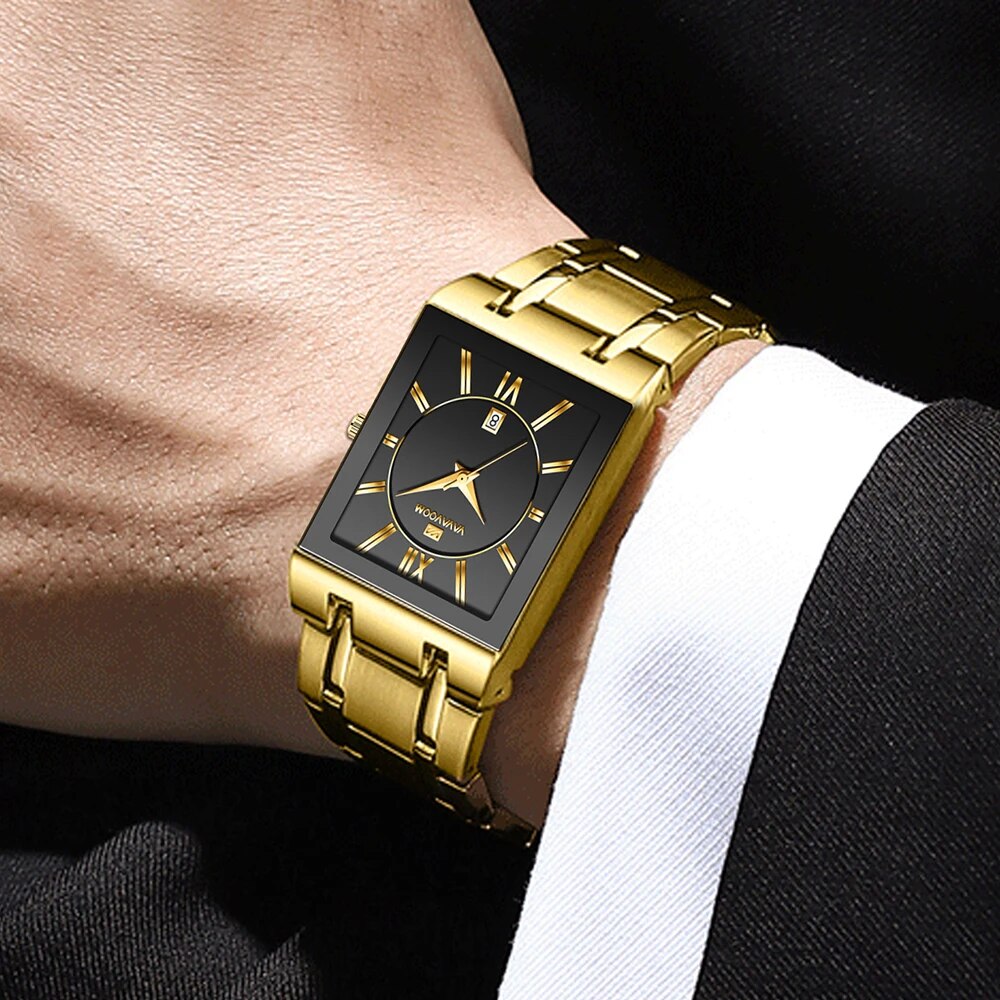 Jam tangan bisnis pria, arloji - Luxury Watch Gold And Black ulasan dan harga