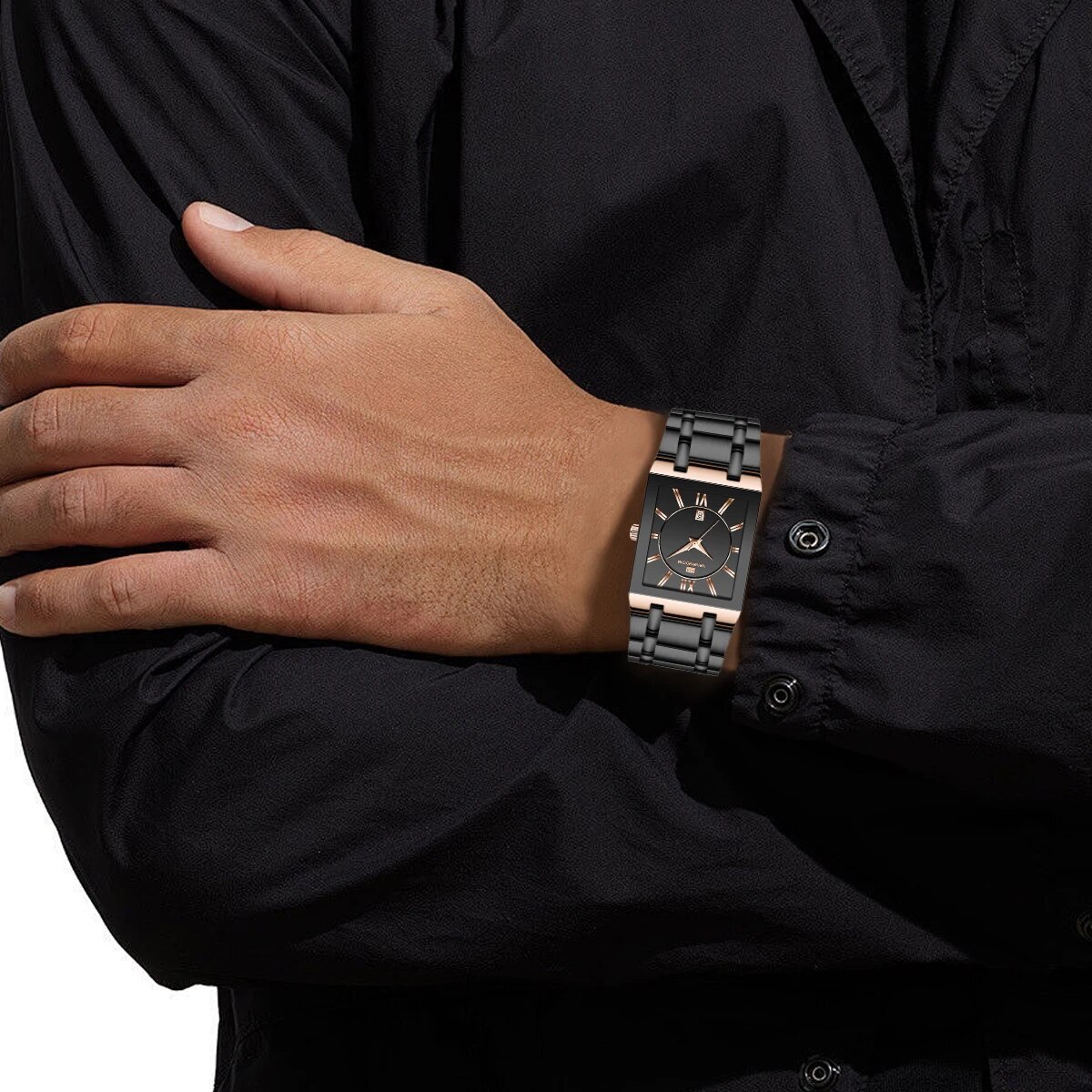 Jam tangan bisnis pria, arloji - Luxury Watch Gold And Black ulasan dan harga
