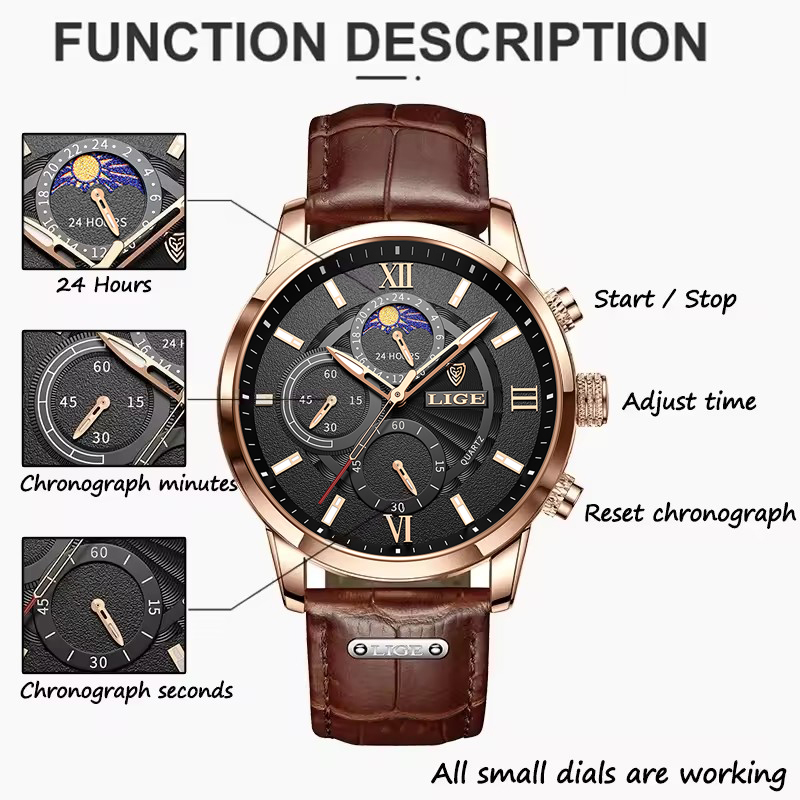 LIGE jam tangan pria, jam tang - Luxury Watch Manufacturers ulasan dan harga